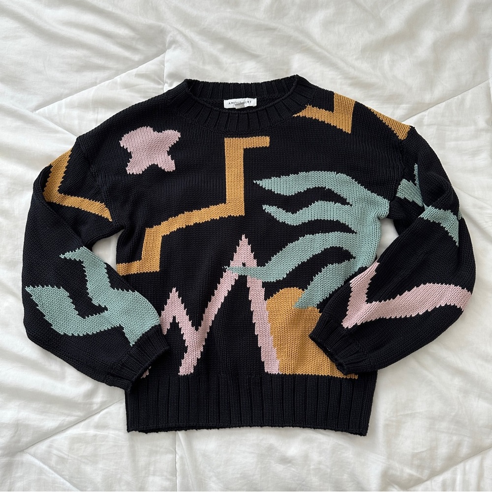 Amour Vert abstract print 100% cotton sweater